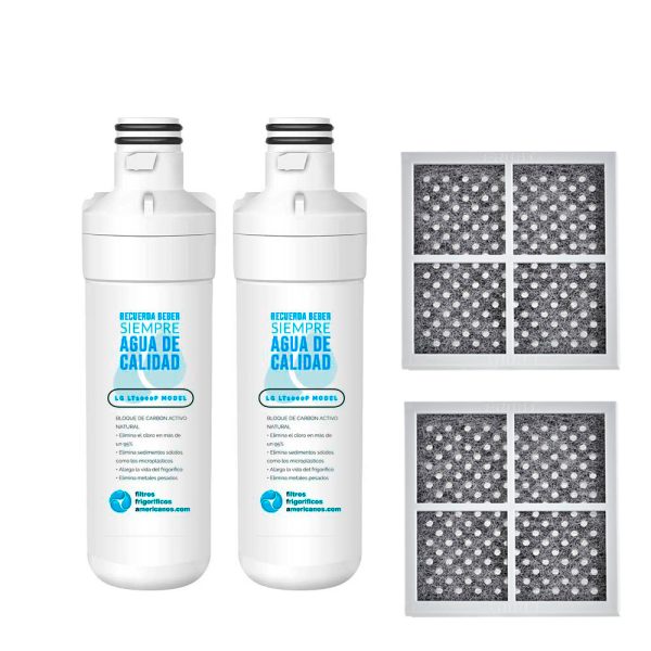 Conjunto de 2 filtros para frigorífico LG, compatíveis com os modelos ADQ747935 e LT1000P+2, com ação antibacteriana