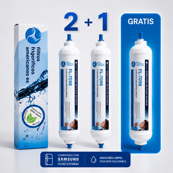 Conjunto de 2 filtros para frigorífico compatíveis com Samsung DA2910105J + 1 grátis