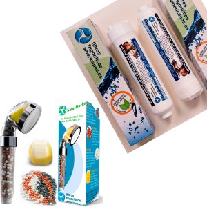 Conjunto de 2 filtros universais para frigorífico (externo) + filtro universal para chuveiro