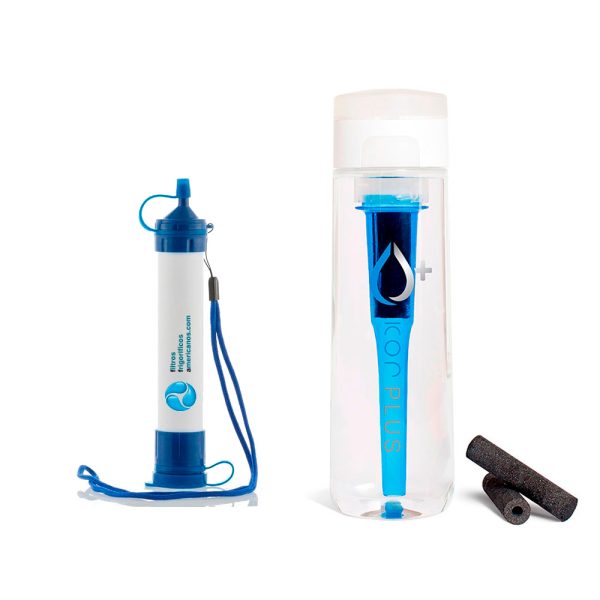 Conjunto de garrafa reutilizável de água hidrogenada Kor Plus e filtro de emergência