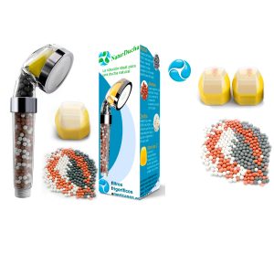 Pacote Naturducha: Filtro iónico universal para chuveiro e recargas